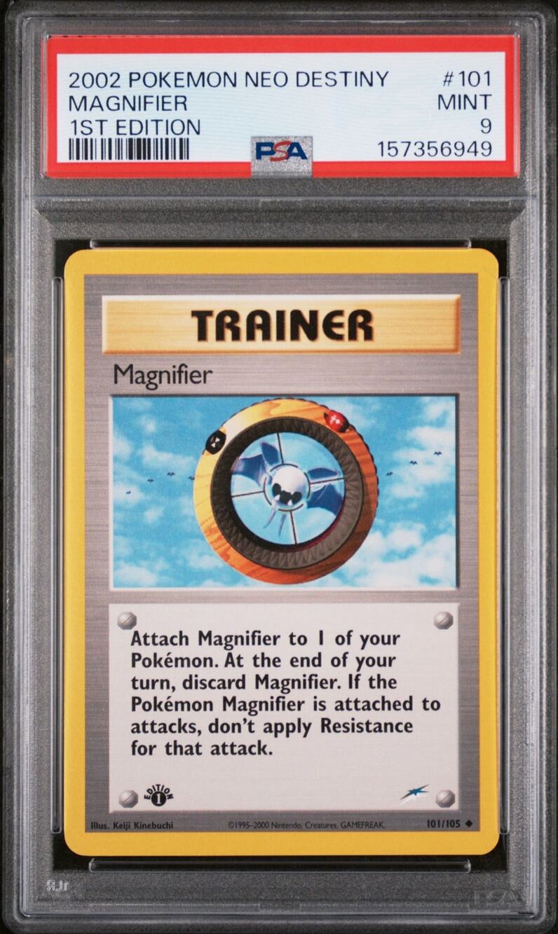 PSA 9 MINT Magnifier 1st Edition 101/105 Pokémon 2002 Neo Destiny Zubat Card